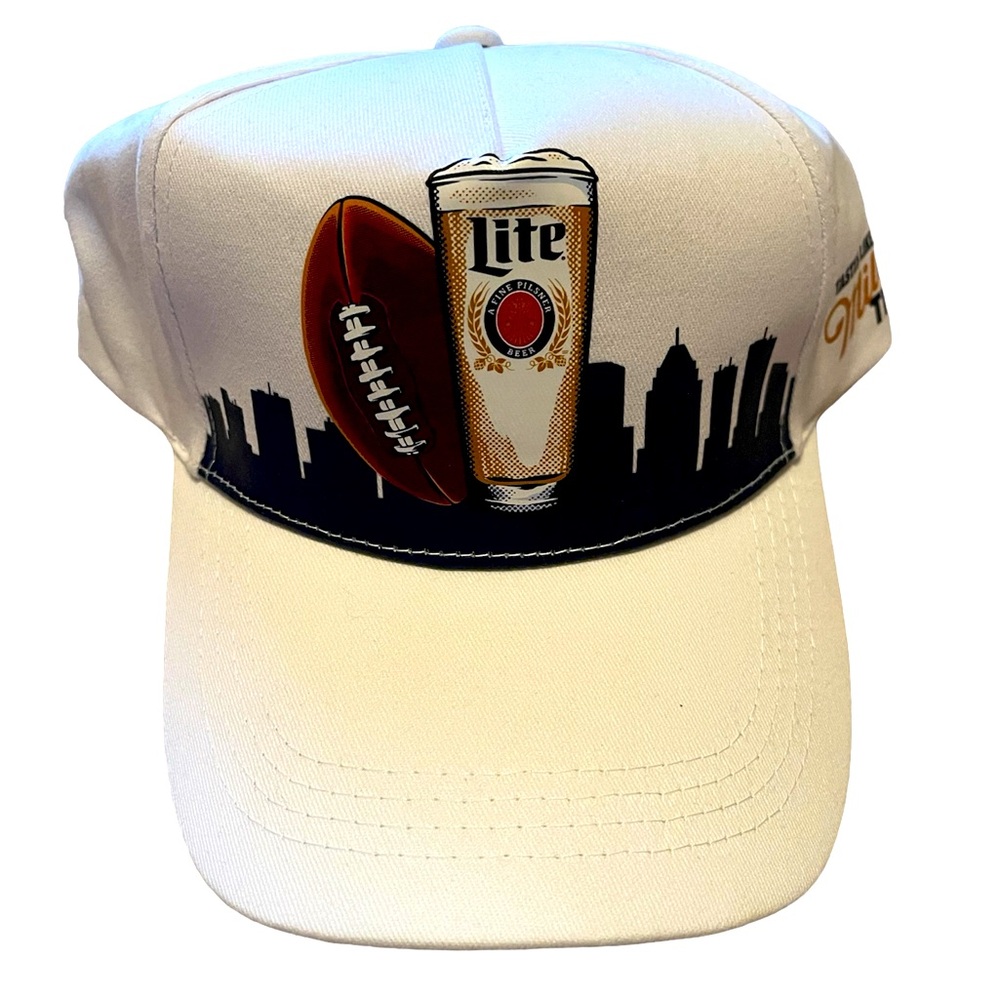 Miller Lite Glass of Beer and Football Cap / Hat